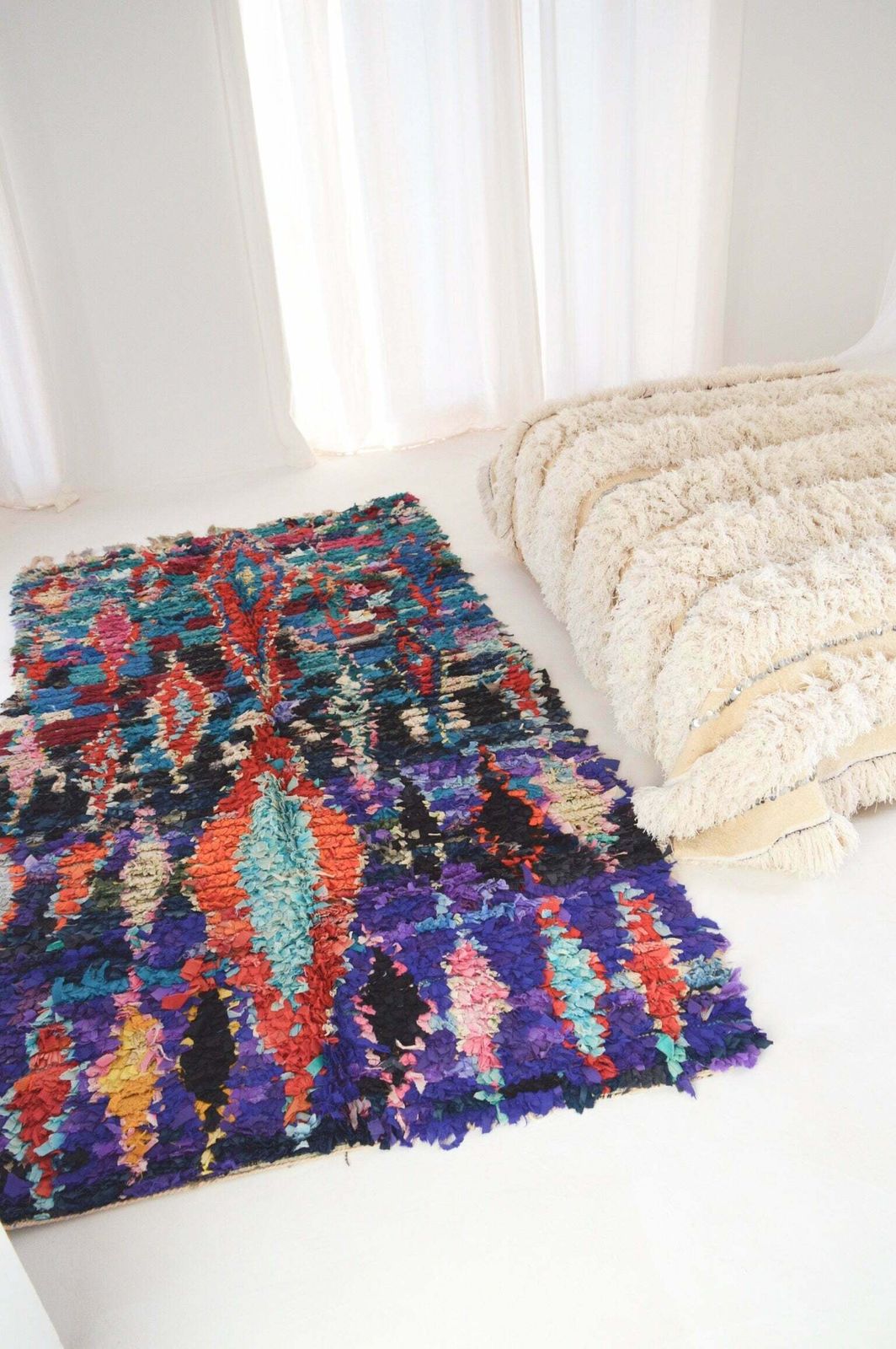 Vintage Boucherouite Rug, Mid 20th Century photo Textiles