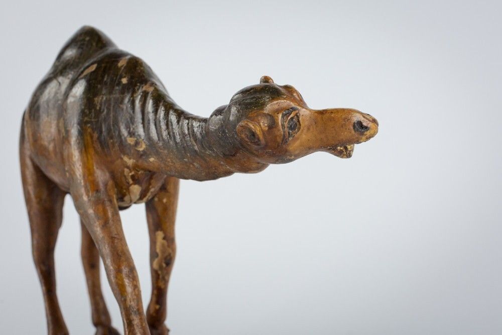 Late 19th Century Carved Wood And Painted Camel photo furniture