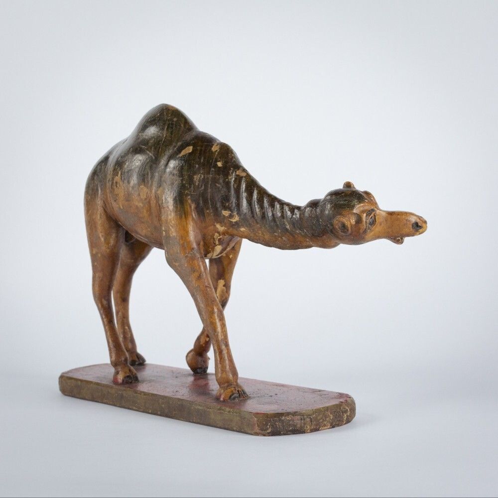 Late 19th Century Carved Wood And Painted Camel photo Art