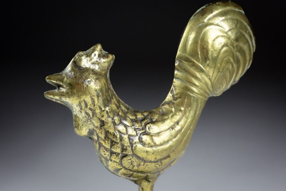 Late 19th Century Diminutive Full Bodied Brass Cockerel Weathervane photo buy
