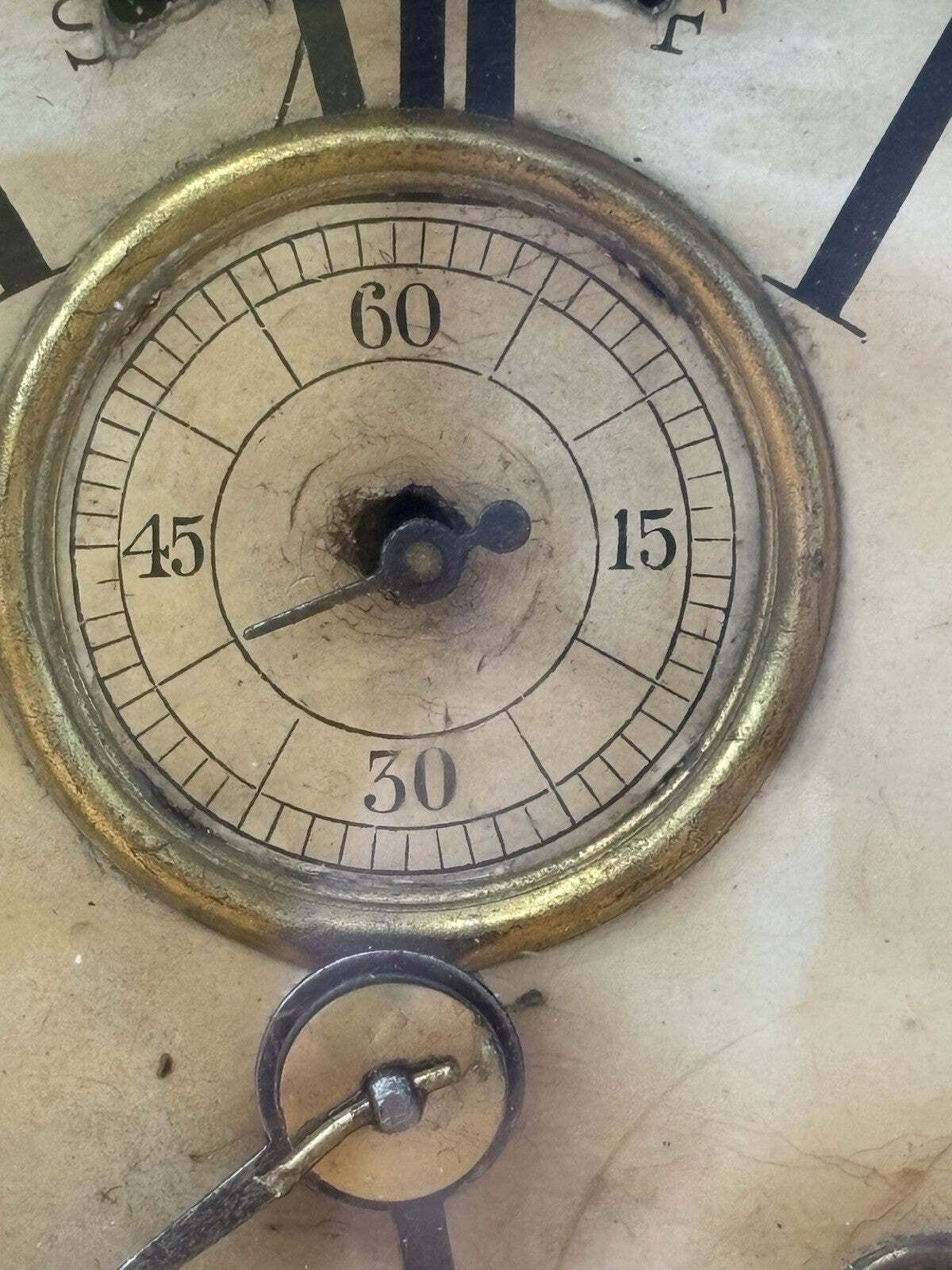 Antique Ansonia Wall Dial Clock In Wooden Case With Key. Nice Small Size photo for sale