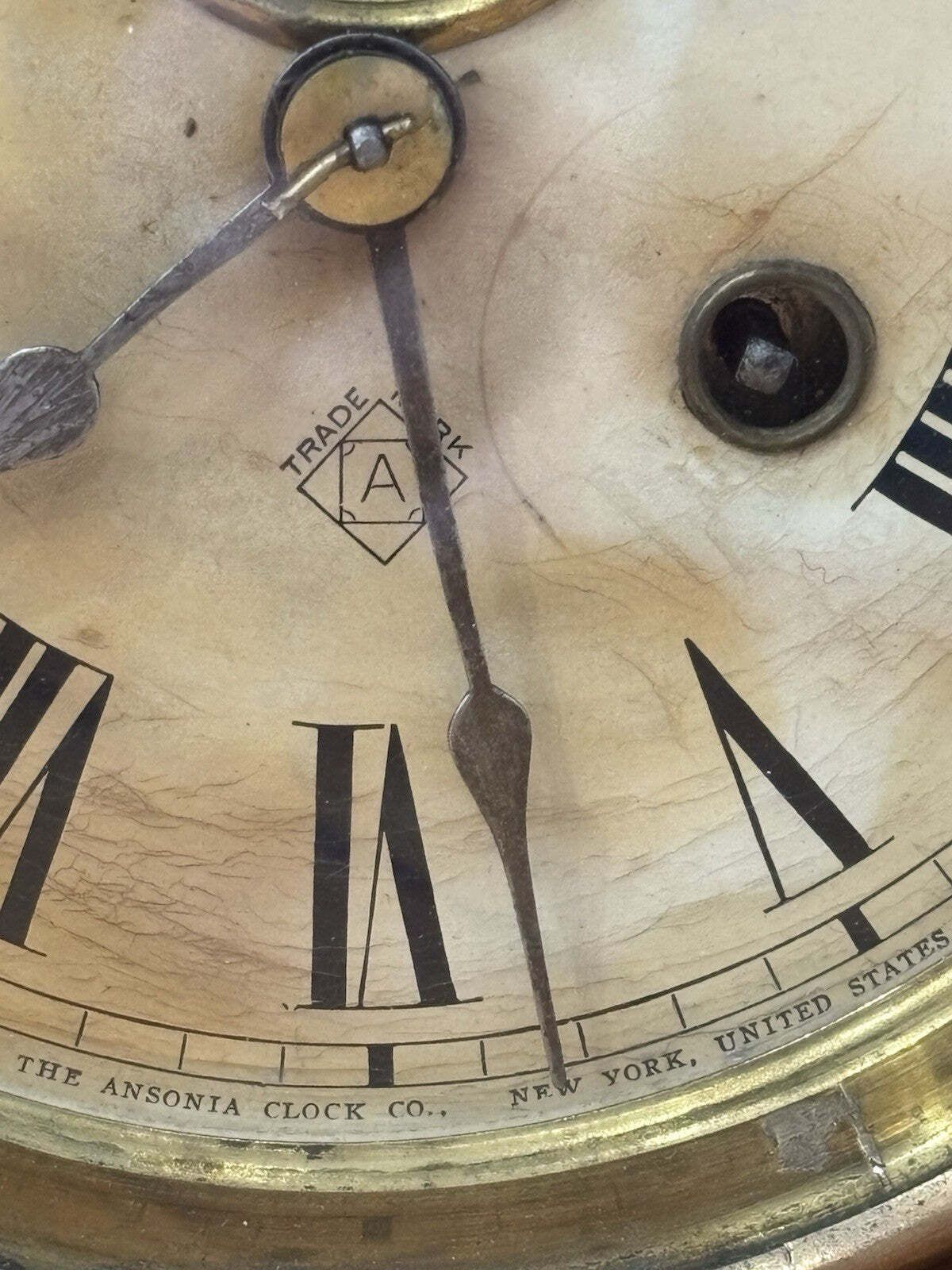 Antique Ansonia Wall Dial Clock In Wooden Case With Key. Nice Small Size photo Home Decor