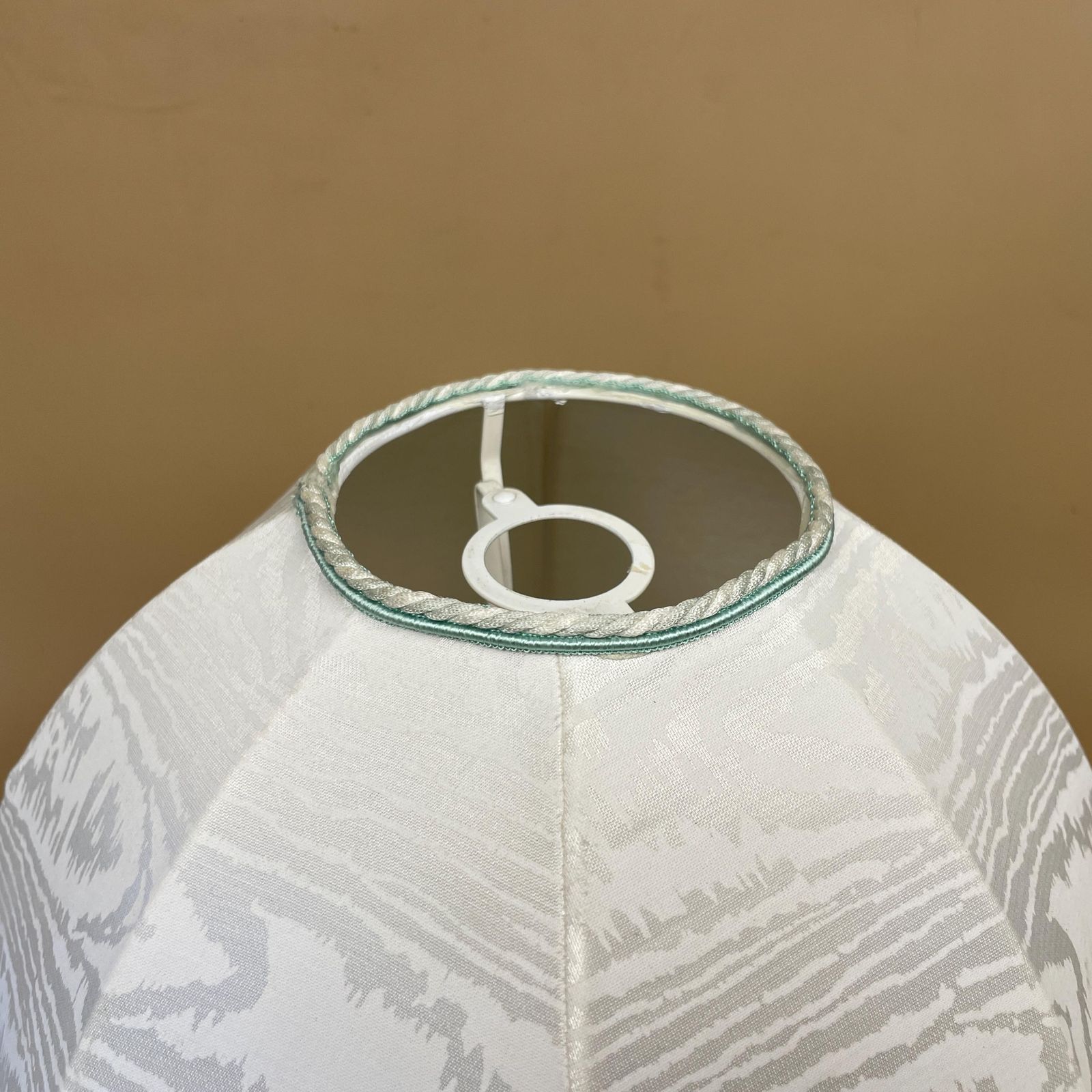 Antique Vintage Lamp Shade Lampshade Tasseled Edge Tassel Lightshade Light Dome Downton Abbey Pattern Floor Lamp Blue photo Lighting