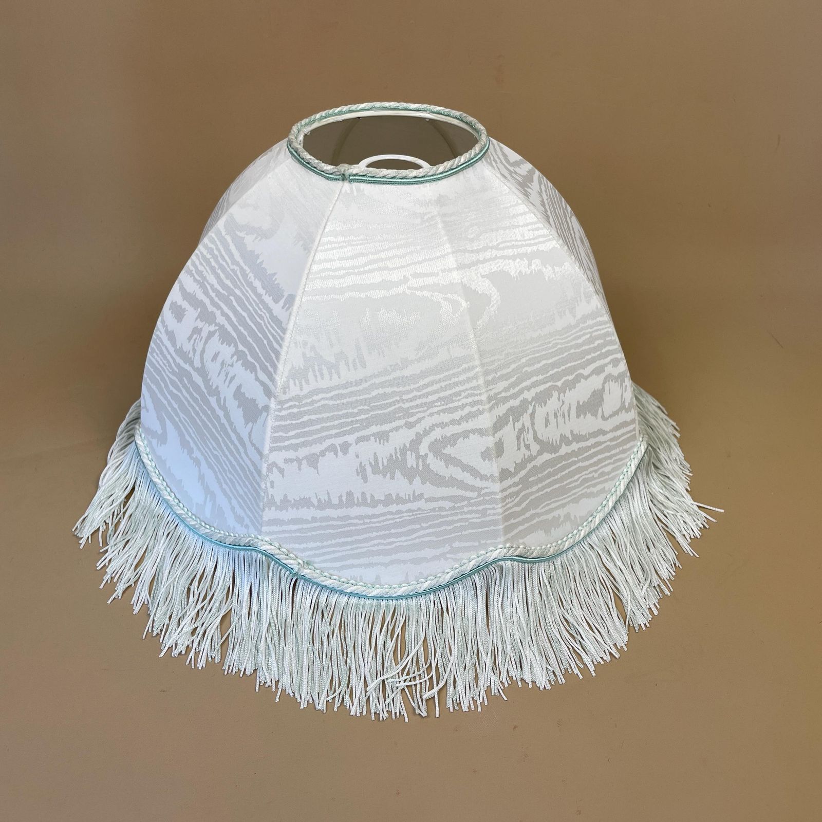 Antique Vintage Lamp Shade Lampshade Tasseled Edge Tassel Lightshade Light Dome Downton Abbey Pattern Floor Lamp Blue photo 50.0