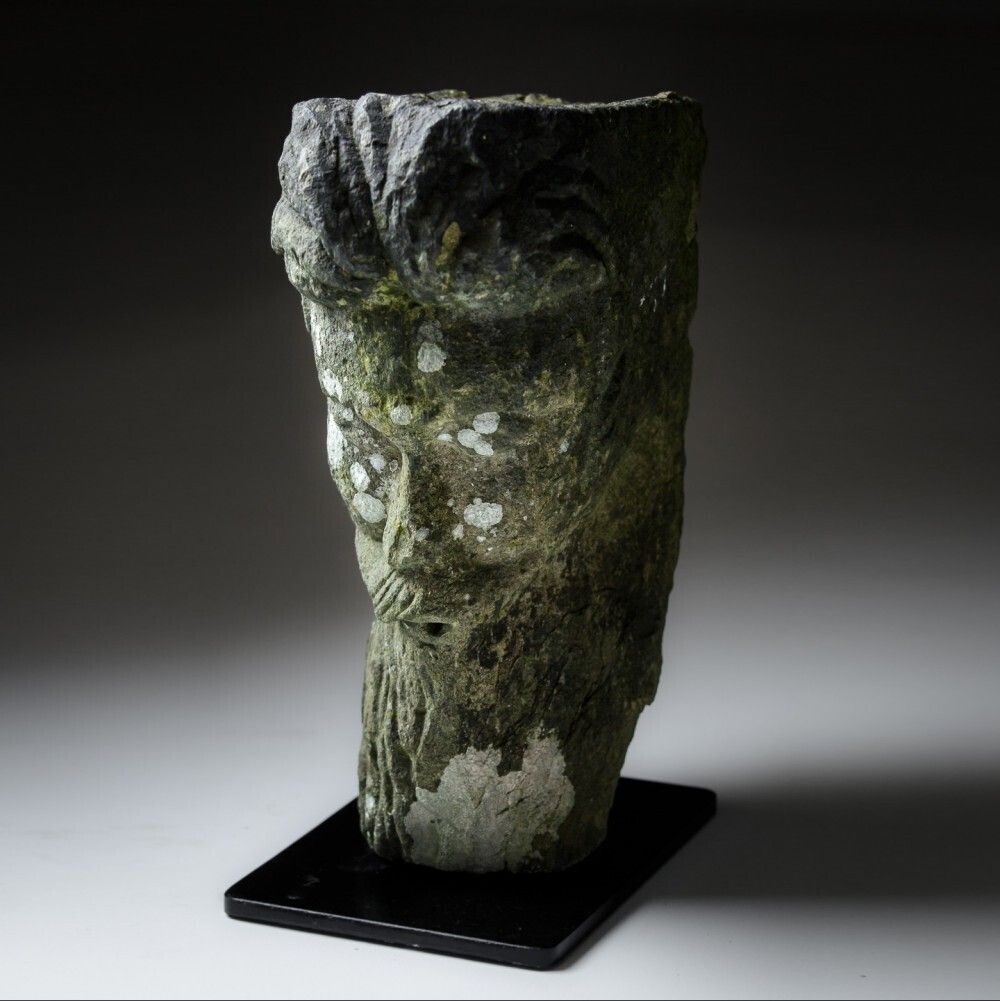 Medieval Carved Stone Head photo furniture