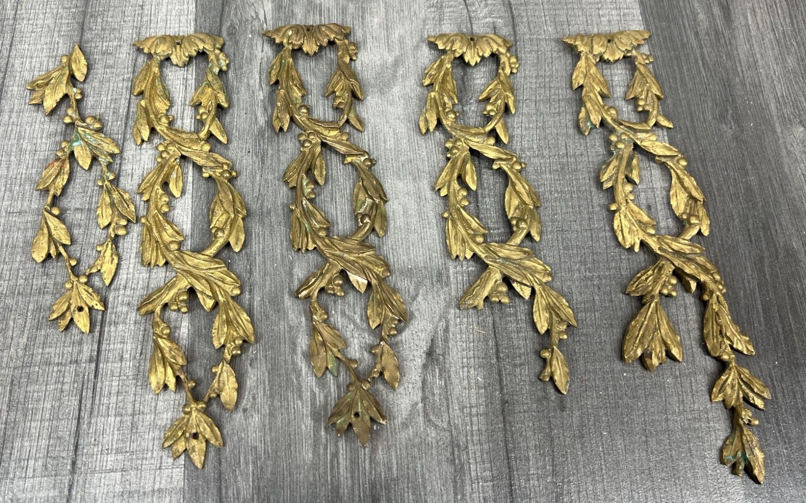Decorative Antique French Metal Ormolu Mounts 5 Pieces Ornaments Lot 4171