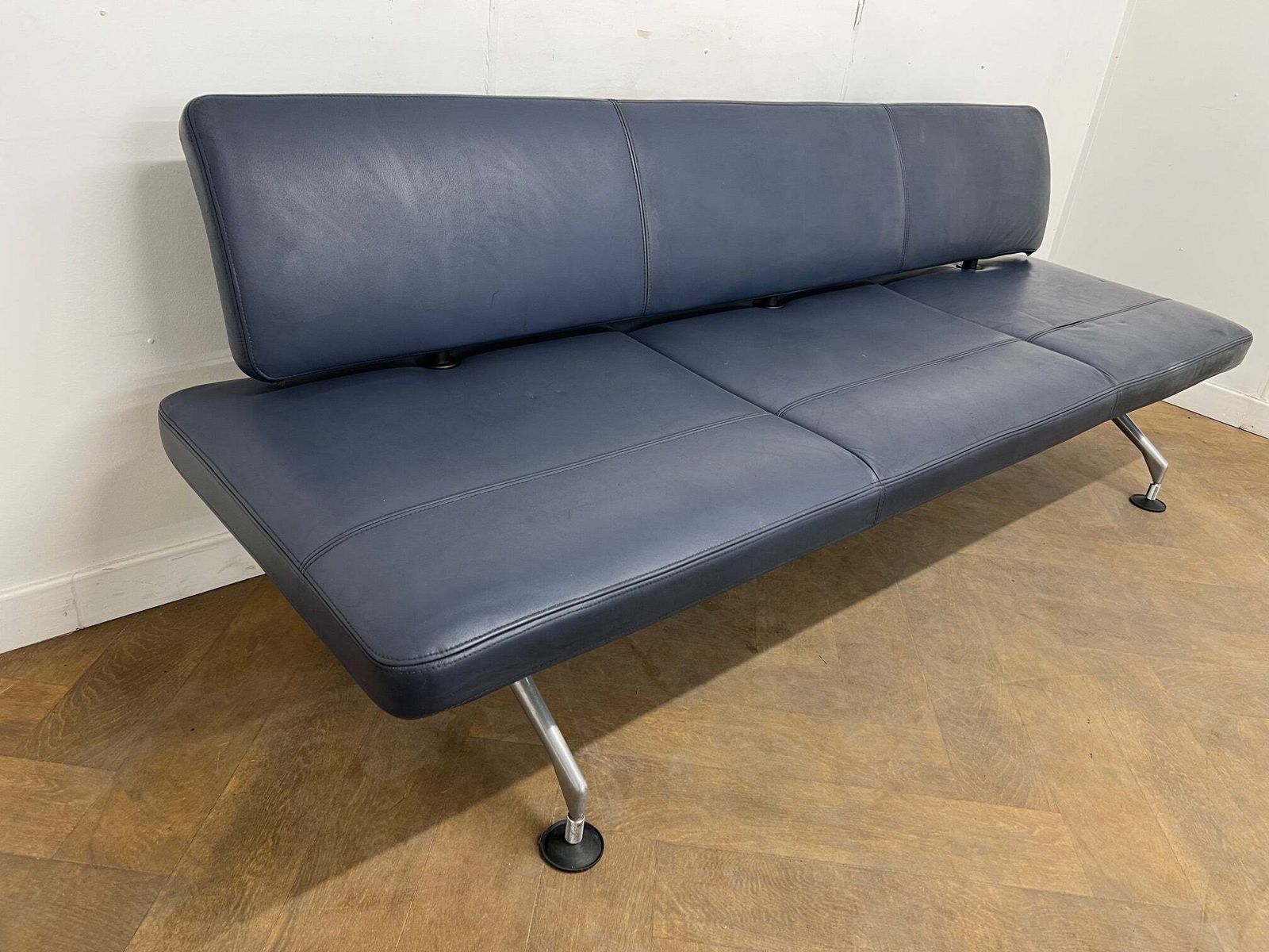 Vintage Vitra Area Dark Blue Leather Sofa Designed By Antonio 