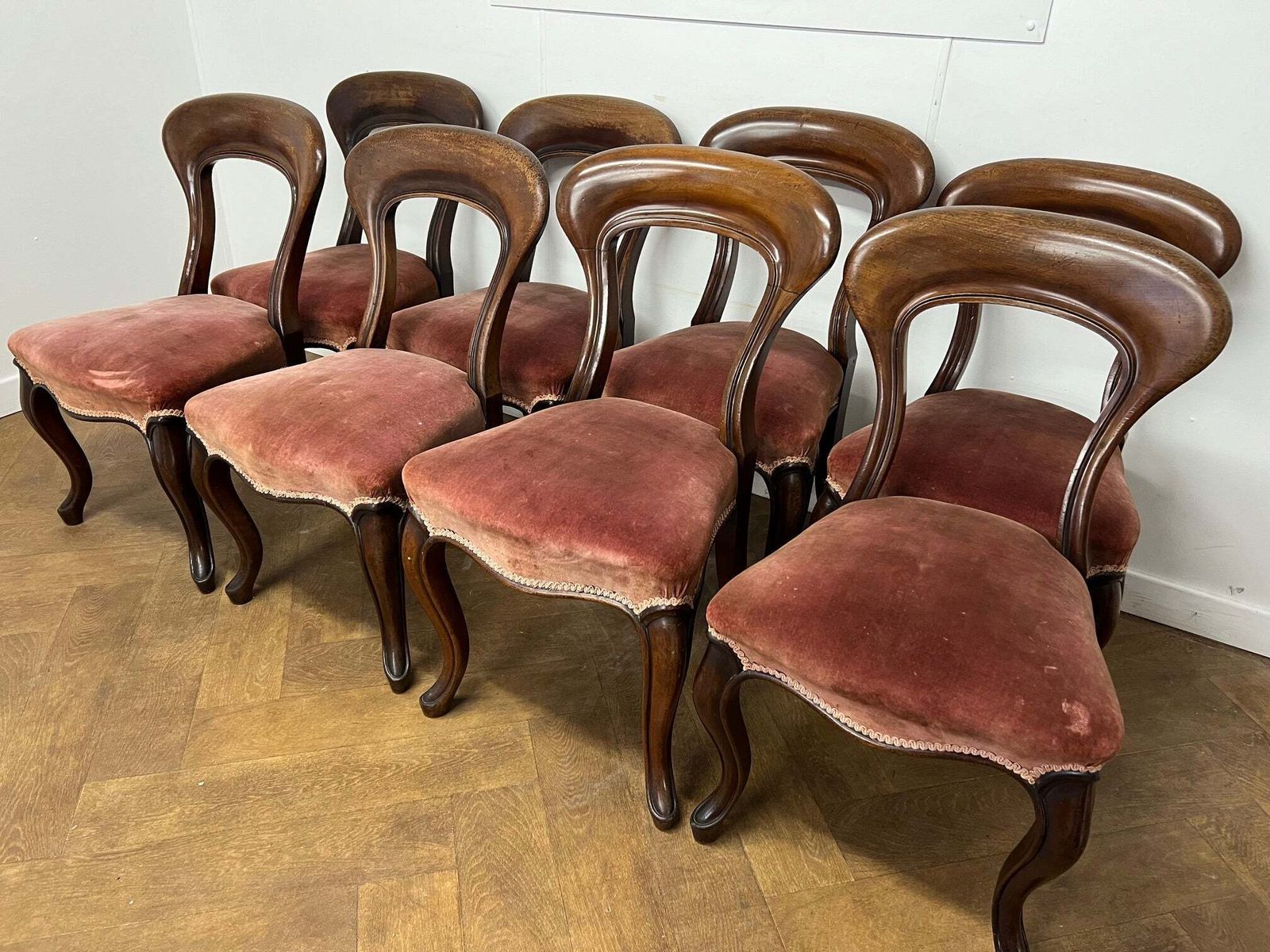 A Set Of 8 Victorian Mahogany Hoop Back Dining Chairs With Cabriole Legs photo vintage
