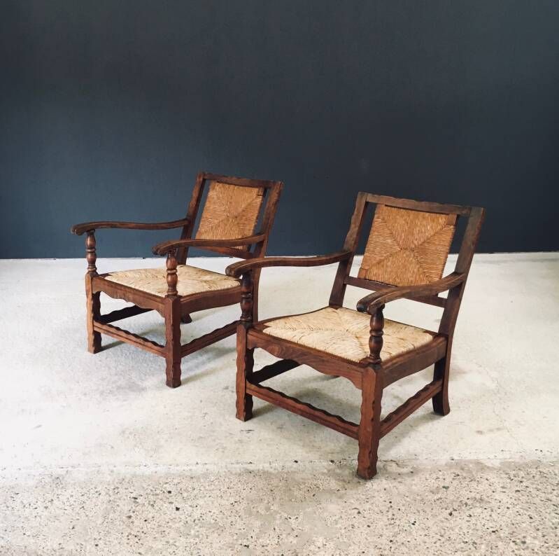 Arts & Crafts Handcrafted Low Lounge Armchairs, Belgium 1920's / 1 photo furniture