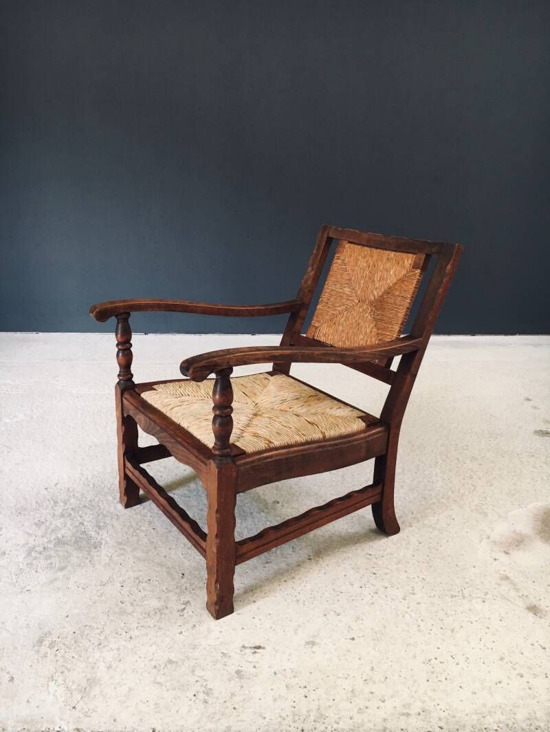photo buy Arts & Crafts Handcrafted Low Lounge Armchairs, Belgium 1920's / 1
