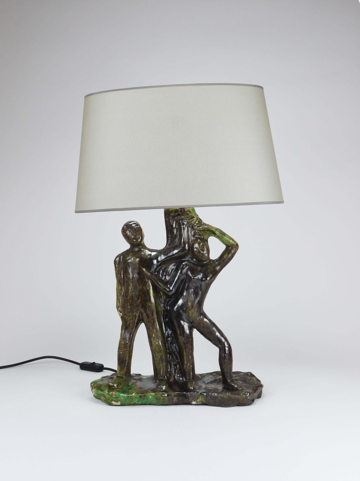 Sculptural Brutalist Art Table Lamp “Man And Woman By A Tree”, Italy, 1970s photo furniture