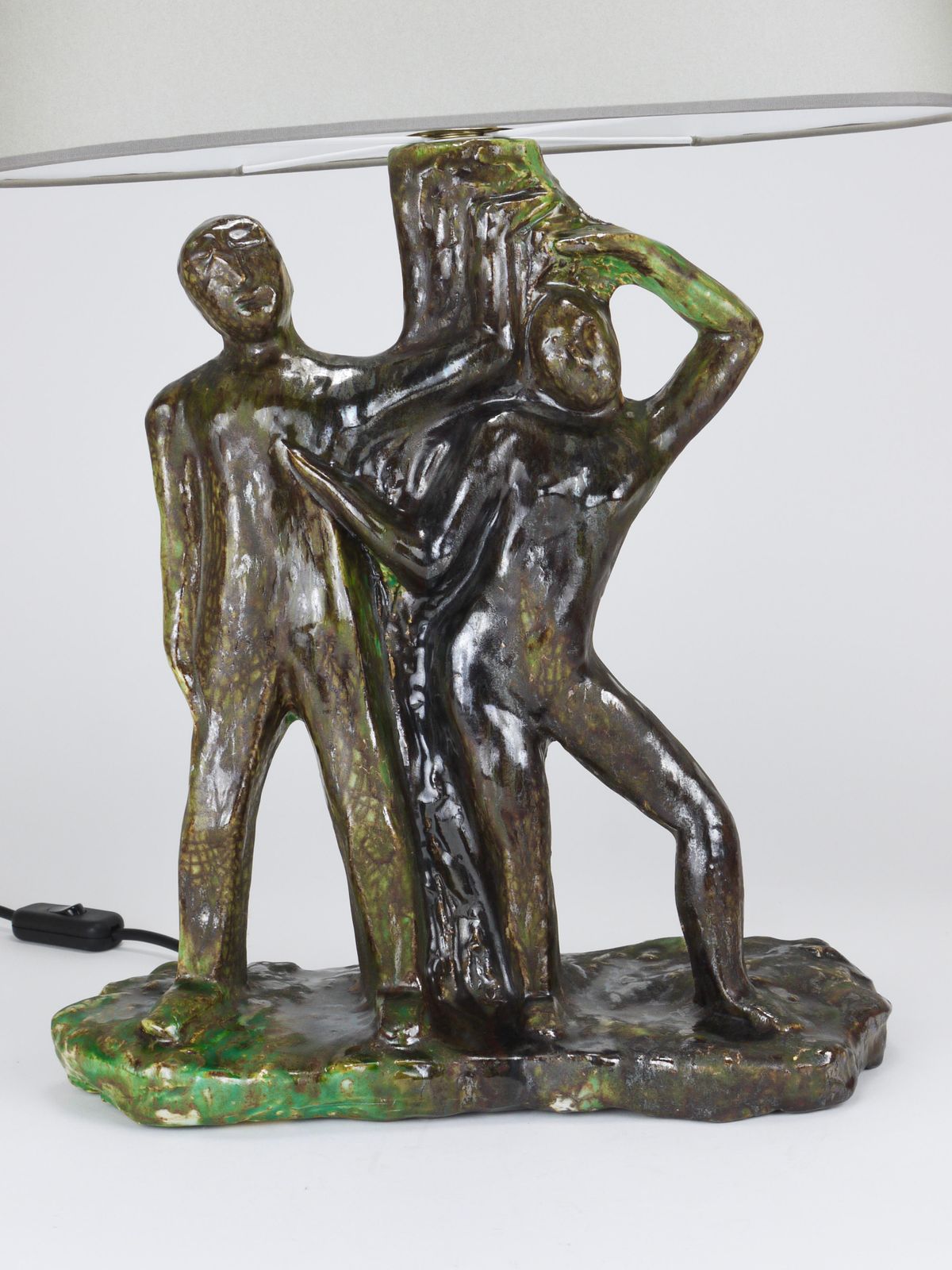 Sculptural Brutalist Art Table Lamp “Man And Woman By A Tree”, Italy, 1970s photo Lighting