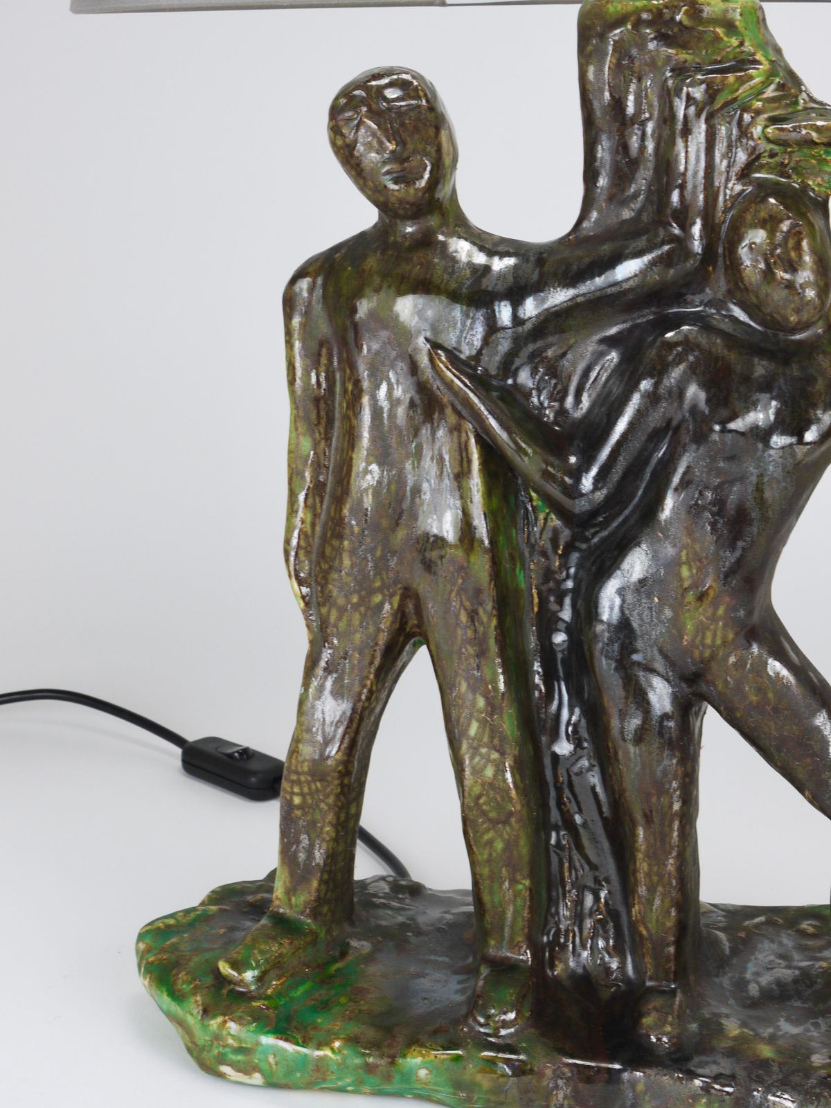 Lighting Sculptural Brutalist Art Table Lamp “Man And Woman By A Tree”, Italy, 1970s photo