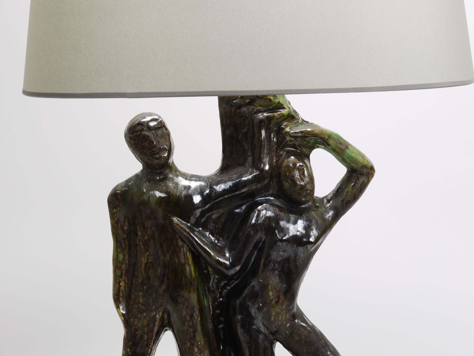 1339.0 Sculptural Brutalist Art Table Lamp “Man And Woman By A Tree”, Italy, 1970s photo