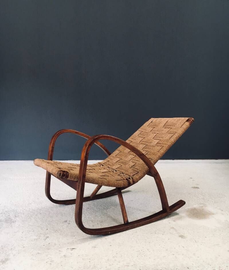 Midcentury Design Rope Rocking Chair, Italy 1950's photo 1600.0