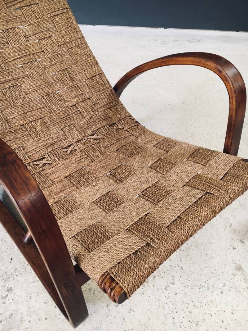 photo vintage Midcentury Design Rope Rocking Chair, Italy 1950's