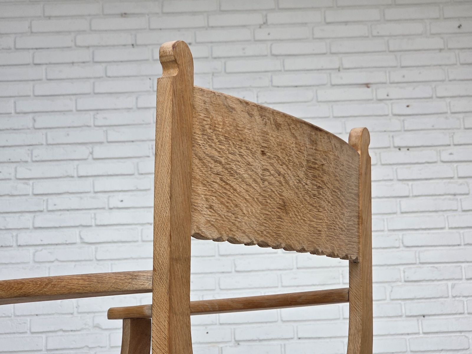 Furniture 1970s, Danish Armchair, Original Red Furniture Wool, Solid Oak Wood. photo