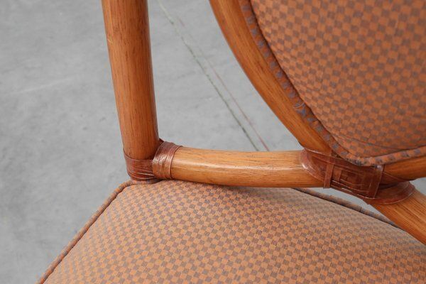 photo vinterior Italian Bamboo Dining Room Chairs With Geometric Upholstery By Gasparucci, 1980s, Set Of 6