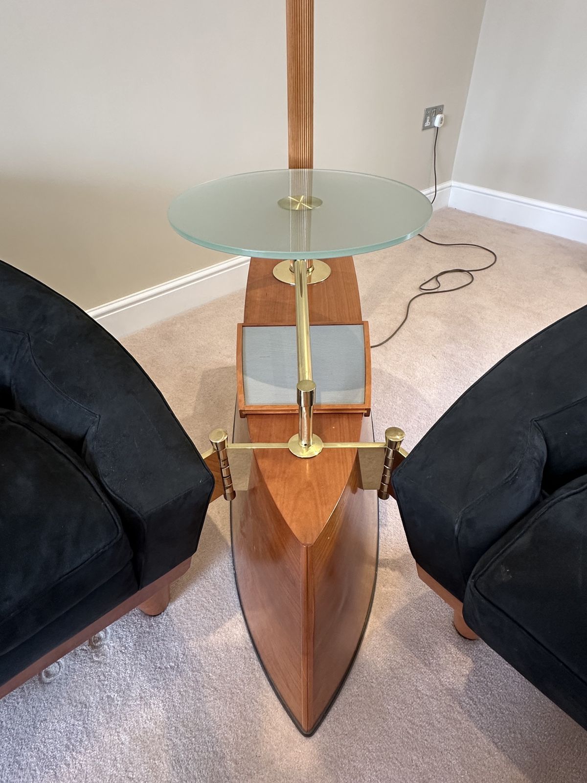 Cherrywood Table With Integrated Lamp — Giorgetti “Aladino" (1 Part Of 3 Part Set) photo furniture