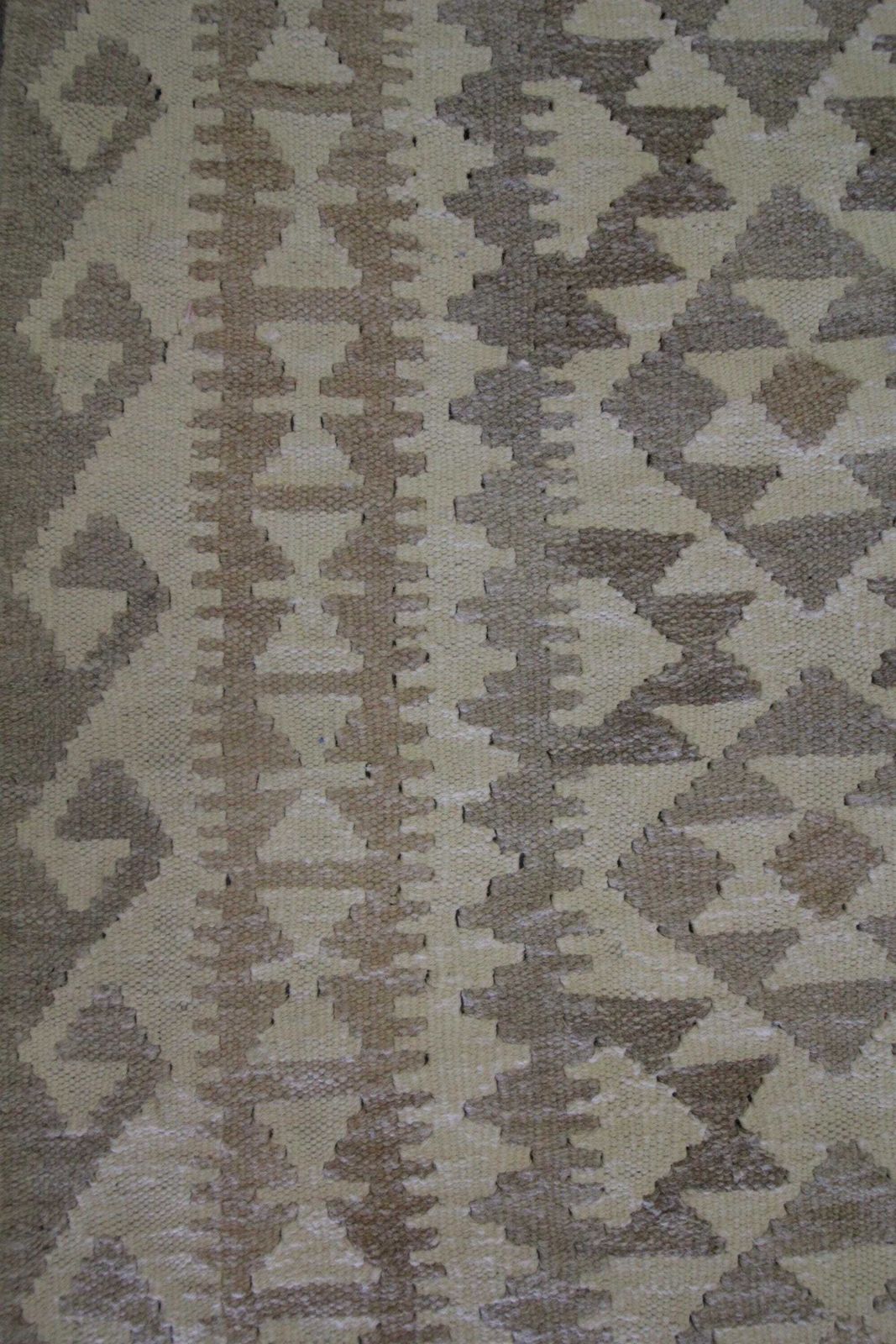 Khaki Brown Kilim Rug: Afghan Wool Flatweave, Handmade Geometric Tribal Design photo Textiles
