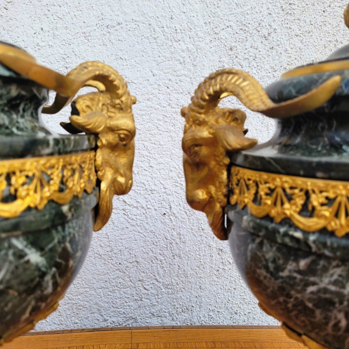 Pair Of Marble And Gilded Bronze Cassolettes, Napoleon III, 19th Century photo 4600.0