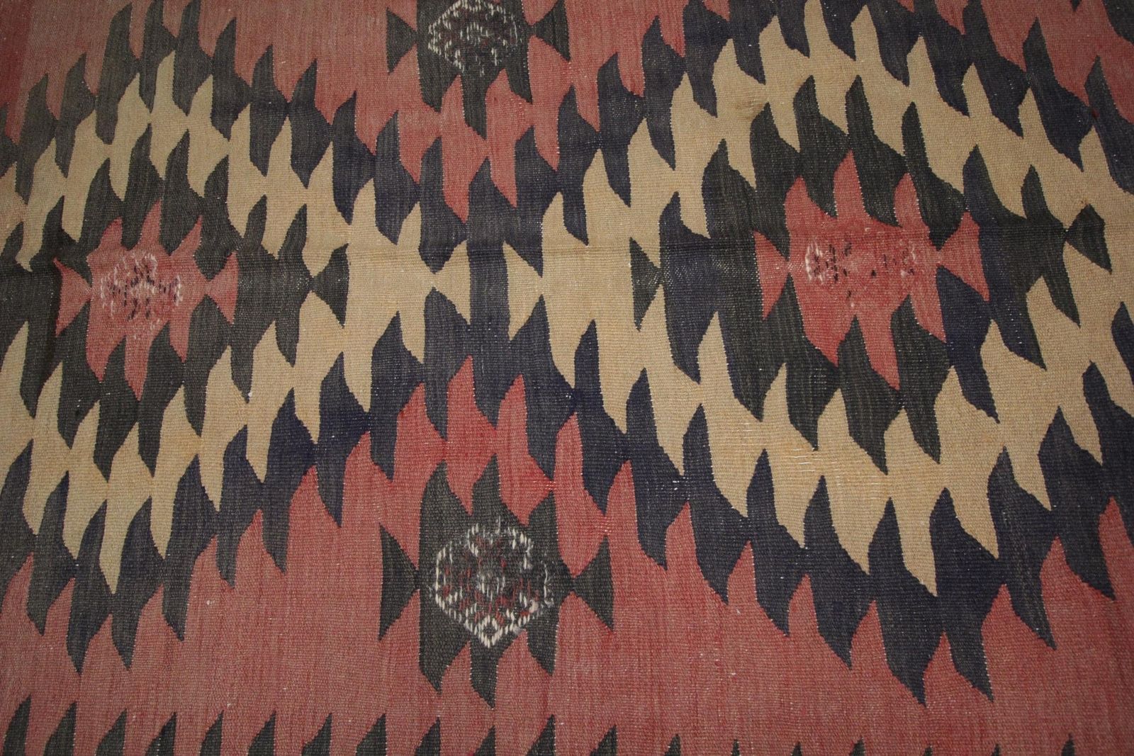 Vintage Kilim Runner: 1960s Blush Pink Wool Rug, Geometric Flatweave Handmade (13'1" X 4'11") photo 3300.0