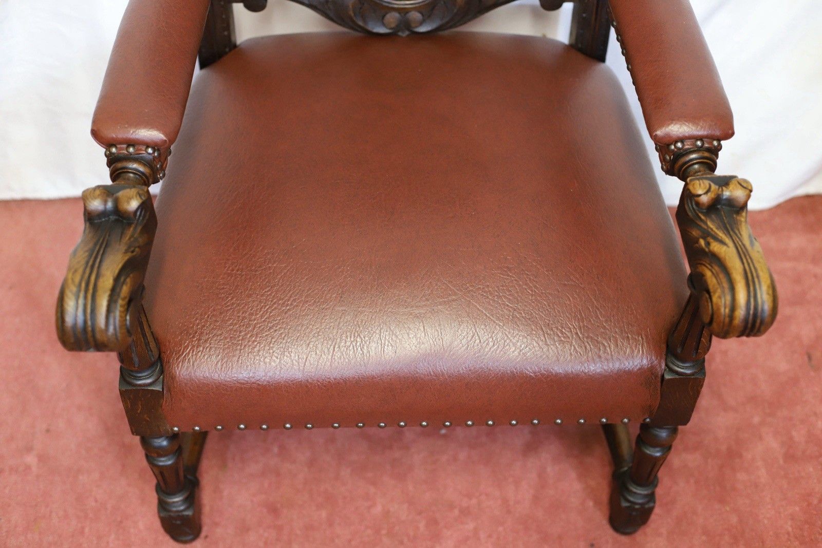 Lovely Pair Of Two Victorian Oak Armchairs In Jacobean Style photo vintage