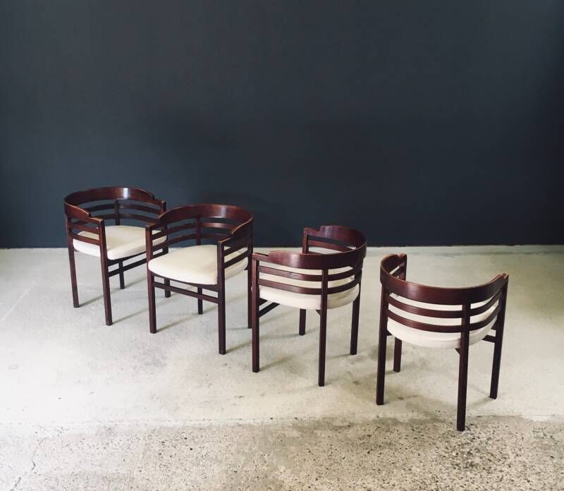 2900.0 Mid Century Modern Design Eetkamerstoelen Met Gebogen Rugleuning, Set Van 6 – Italië, Jaren 1970 photo