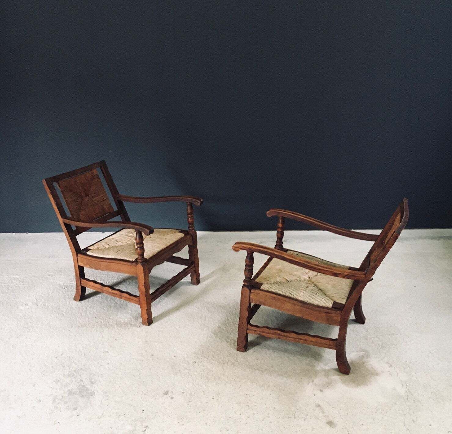photo furniture Arts & Crafts Handcrafted Low Lounge Armchairs, Belgium 1920's / 2