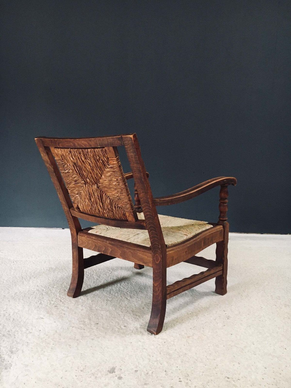 photo vintage Arts & Crafts Handcrafted Low Lounge Armchairs, Belgium 1920's / 2