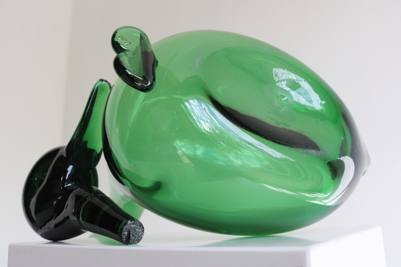 photo furniture A Collectible Mid Century Italian Empoli Verde Glass Duck Decanter – Handblown Art Glass