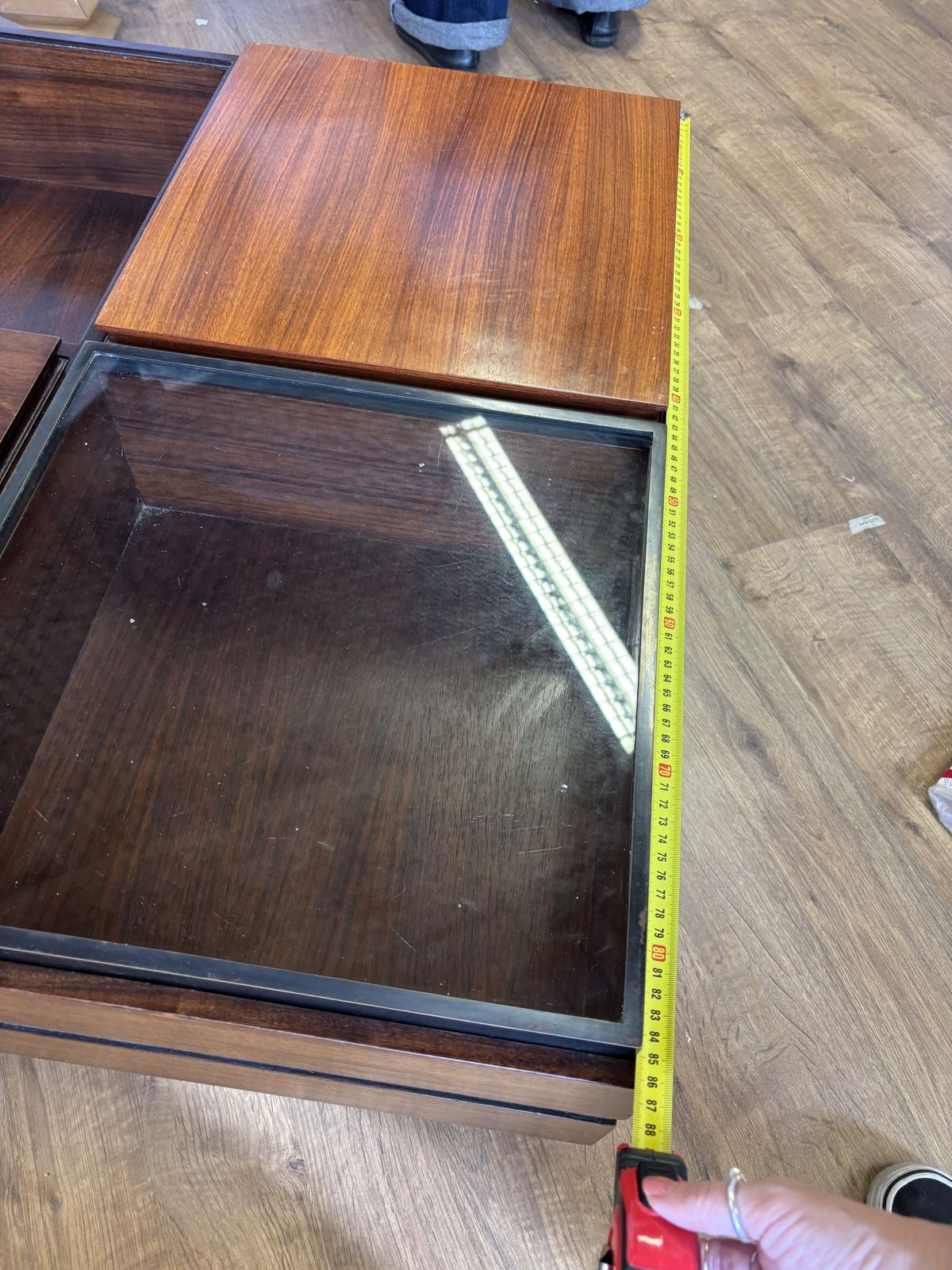 Low Square Coffee Table With Portable Trays From Luigi Sormani, 1960s photo vinterior