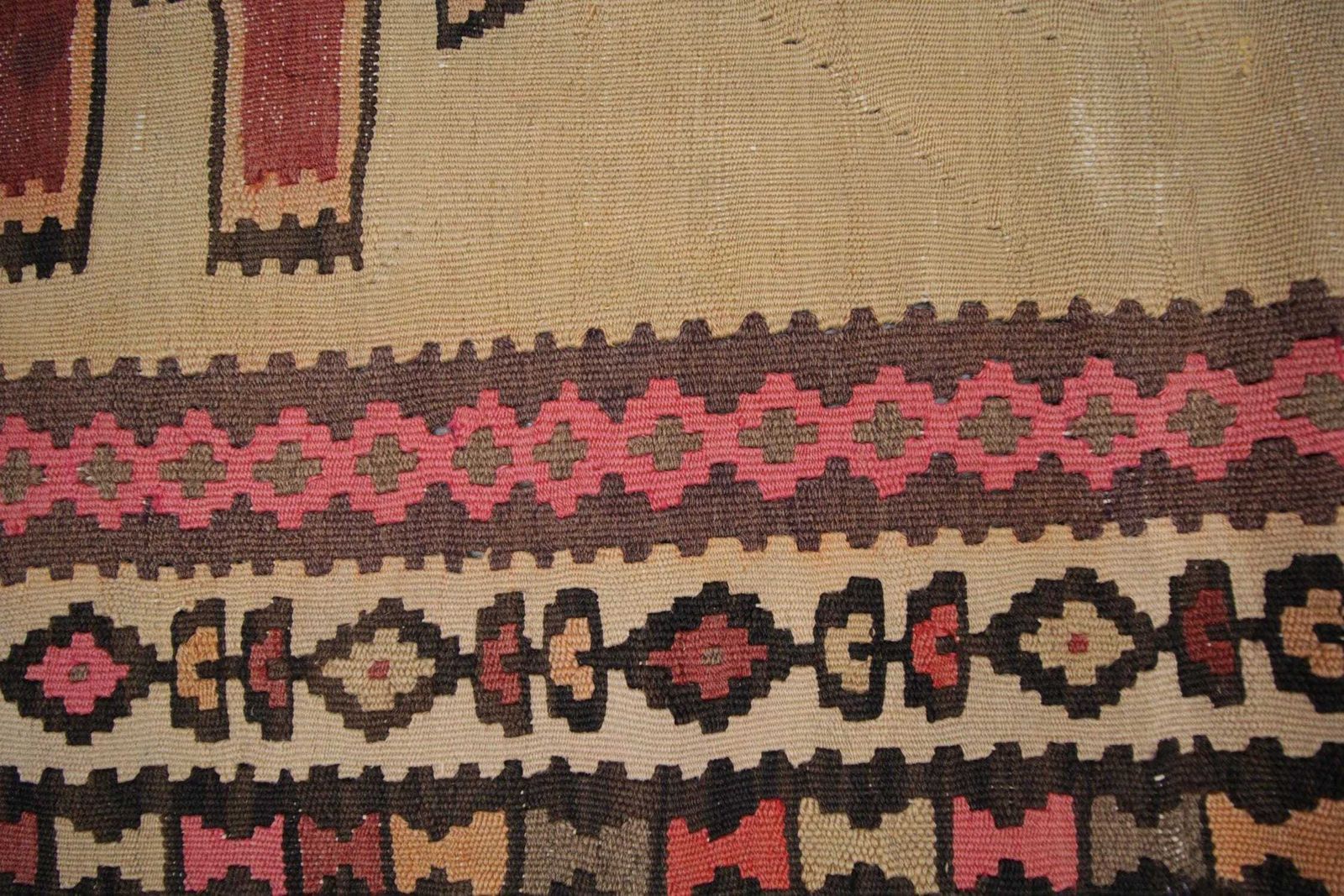 Vintage Kilim Rug: 1980s Beige Terracotta Wool Flatweave (9'6" X 5'9") photo 1520.0