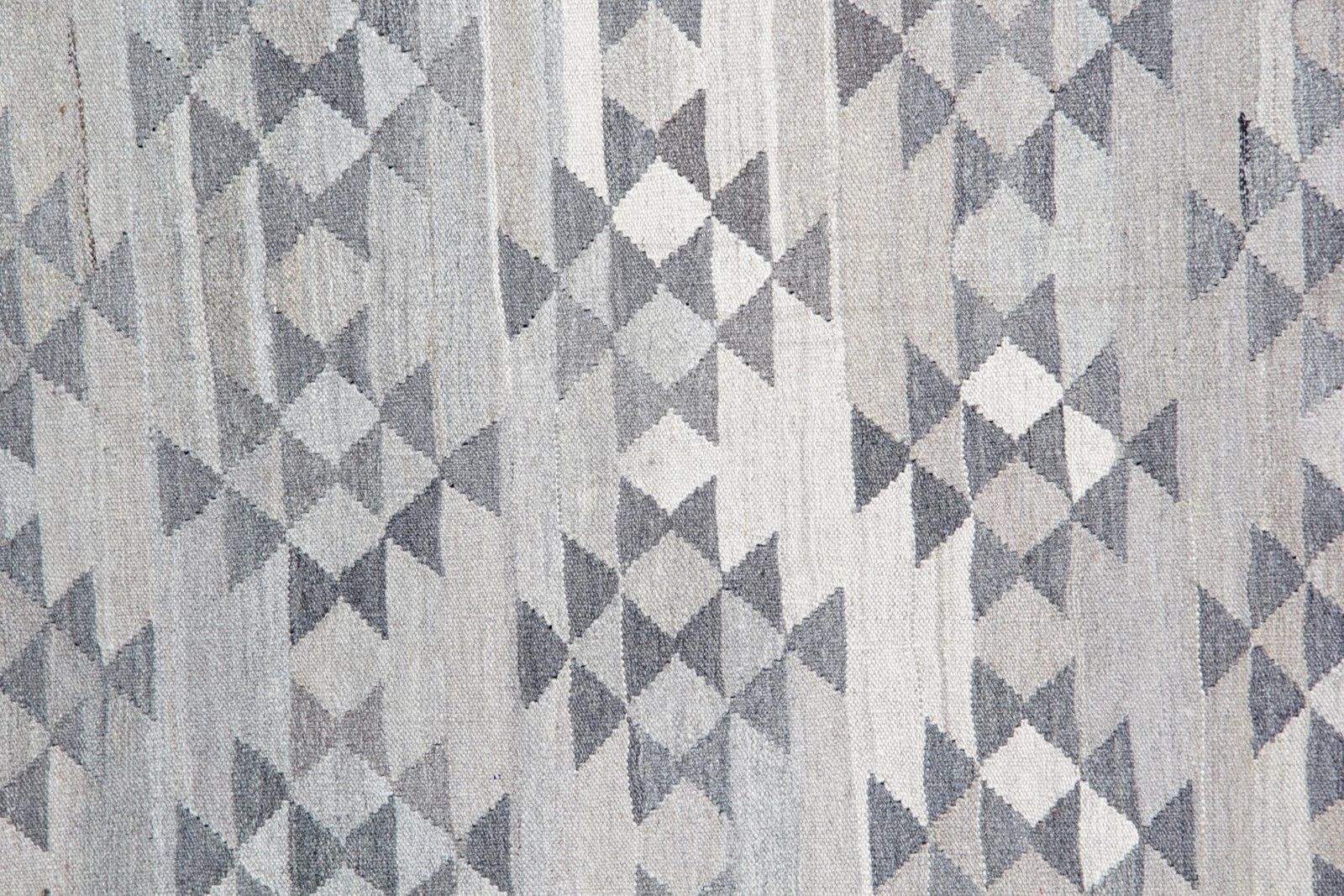 Handmade Afghan Kilim Rug: Grey Wool Geometric Flatweave (7.10 X 5.9 Ft.) photo for sale