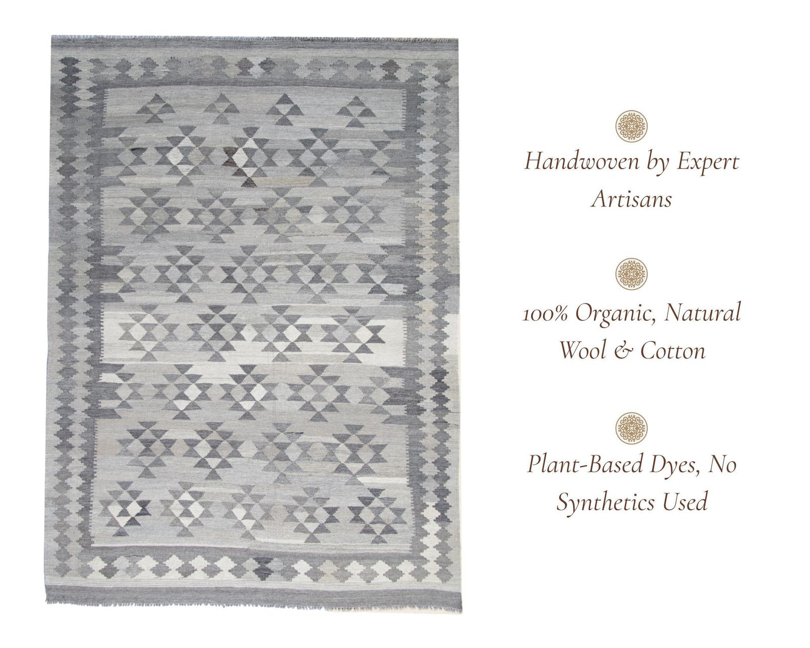 Handmade Afghan Kilim Rug: Grey Wool Geometric Flatweave (7.10 X 5.9 Ft.) photo vintage