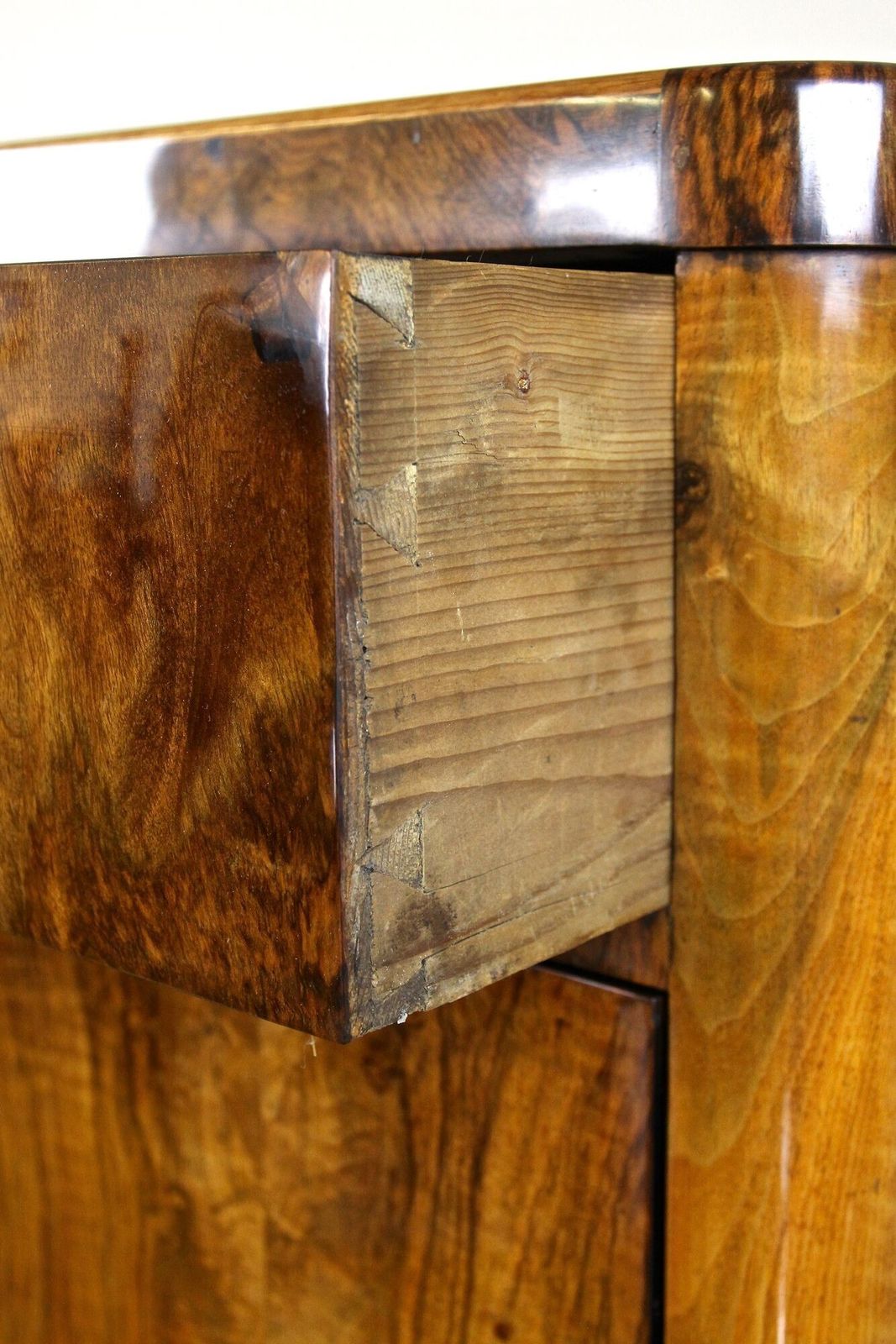 Furniture 19th Century Biedermeier Cabinet With Drawer, Nutwood, Austria Circa 1850 photo