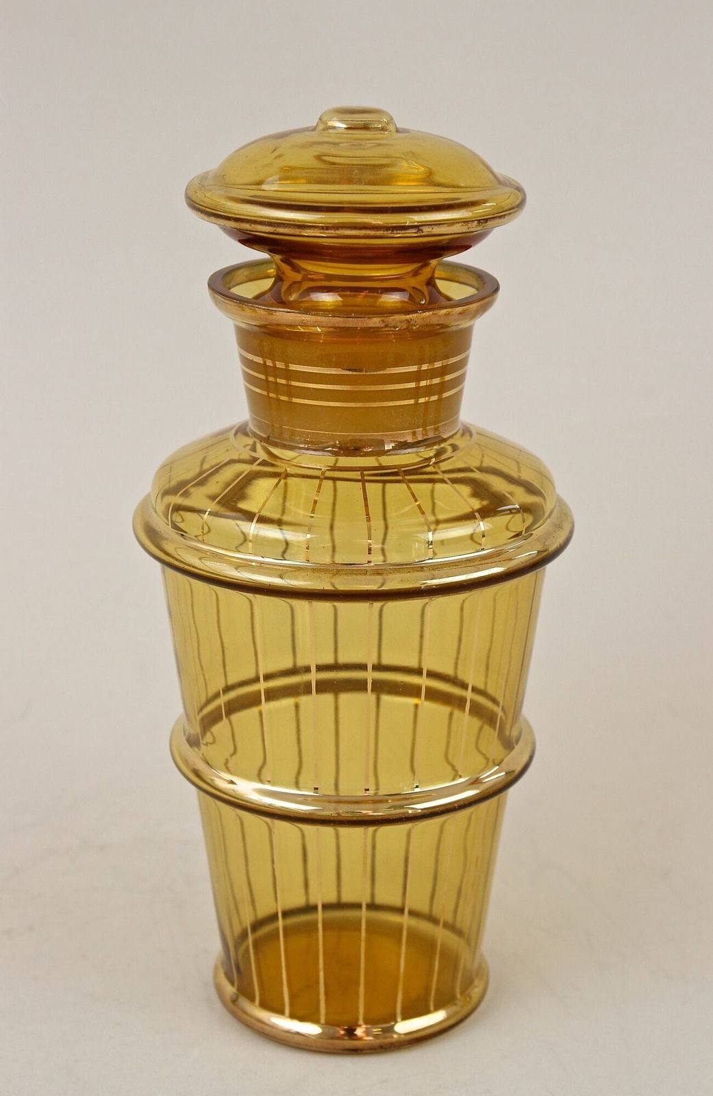 20th Century Art Deco Glass Decanter Set, Amber Colored/ Gilt   Cz Ca. 1920 photo furniture