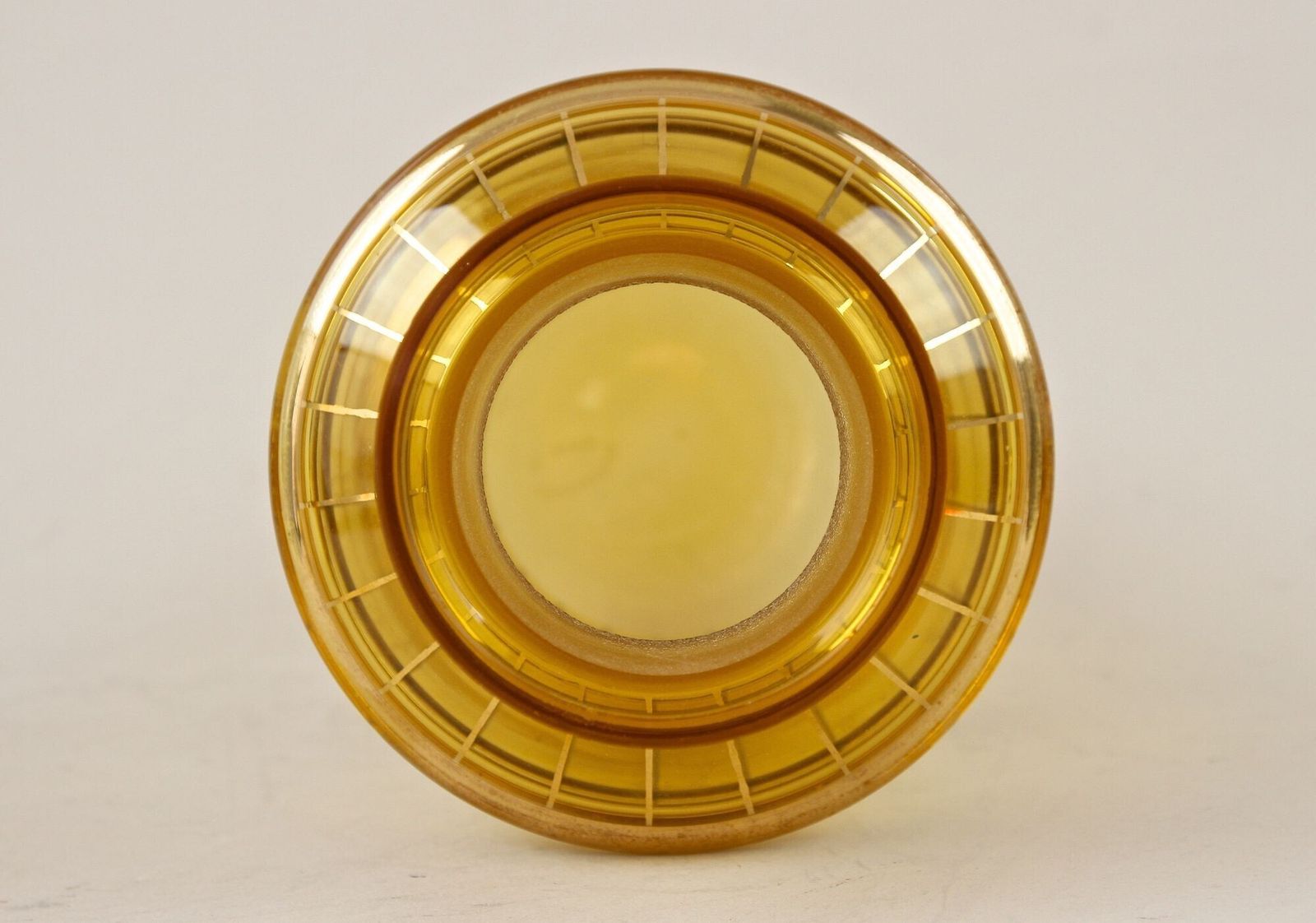20th Century Art Deco Glass Decanter Set, Amber Colored/ Gilt   Cz Ca. 1920 photo vintage
