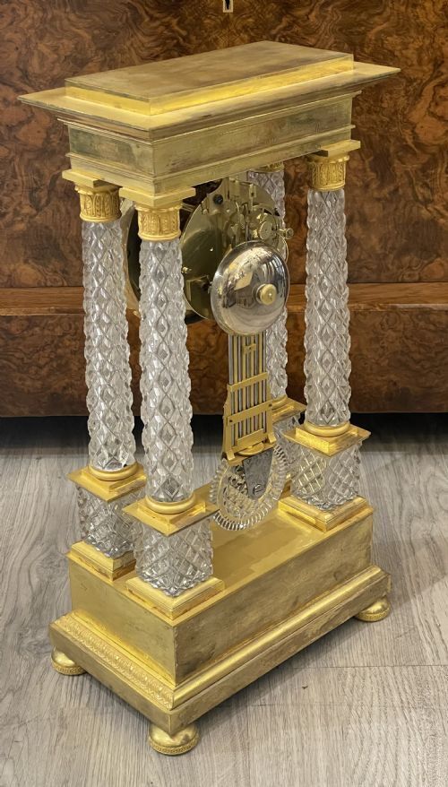 A Fine French Charles X Ormolu And Cut Crystal Portico Mantle Clock photo Home Decor