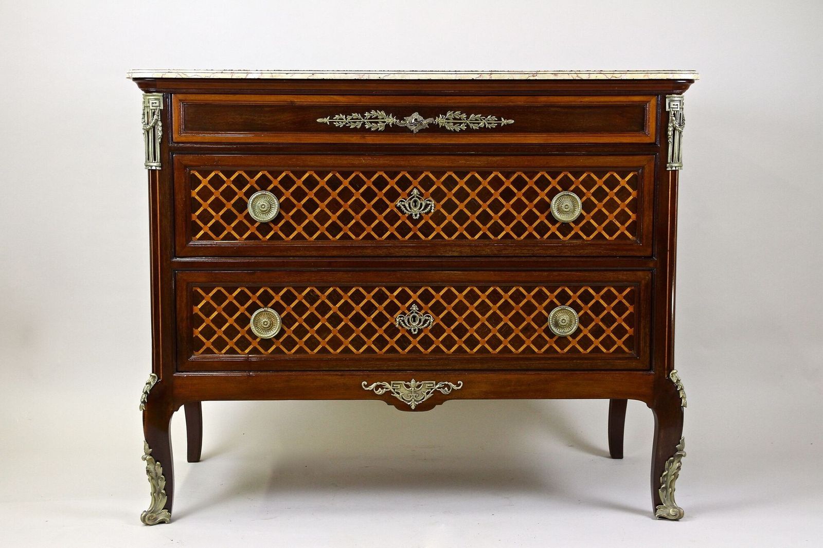 19th Century Transitional Marquetry Chest Of Drawers, Mahogany, Fr Circa 1870 photo furniture