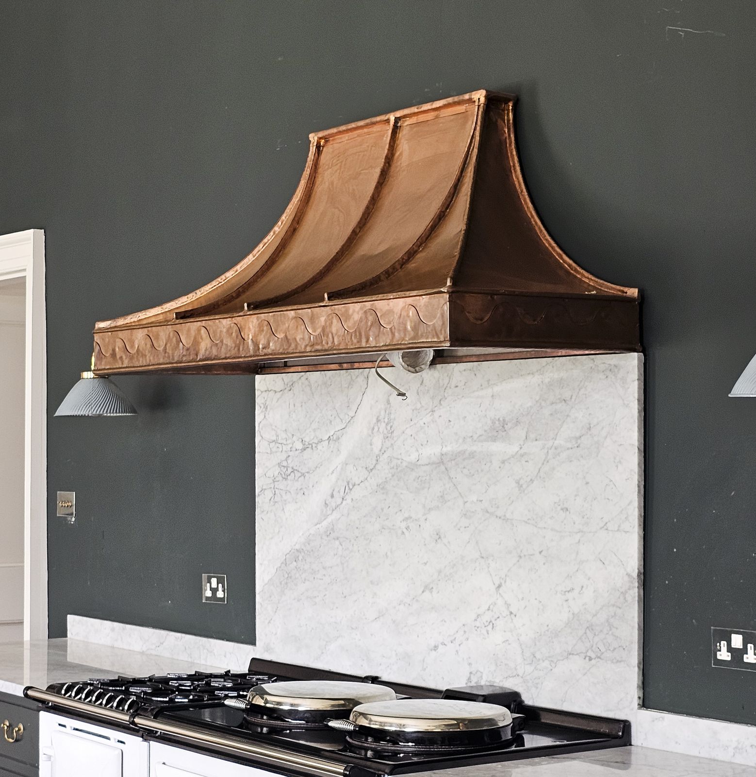 Spectacular Reclaimed Large Handmade Copper Range Kitchen Hood Canopy Extractor