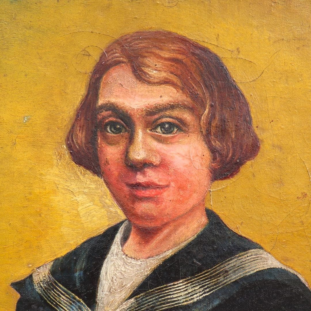 1920's Antique Expressionist Oil Painting Of A Sailor Boy J Van Caekenberghe photo Art