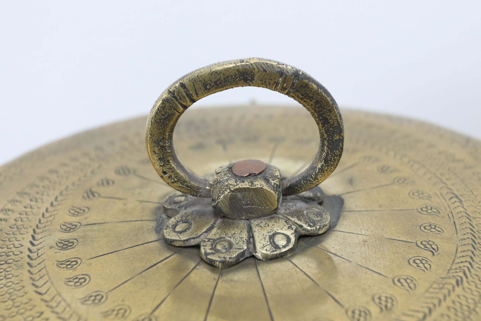 photo furniture Early 20th Century Hand Carved Indian Brass Chapati Box