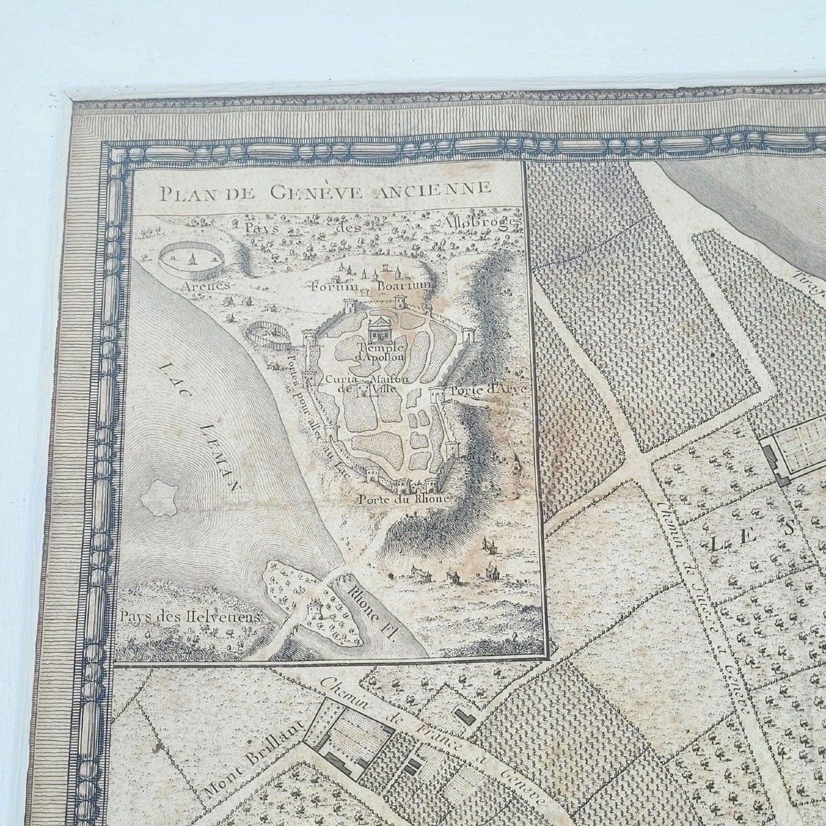 Map Of The City Of Geneva, Framed Engraving, Late 18th Century photo buy