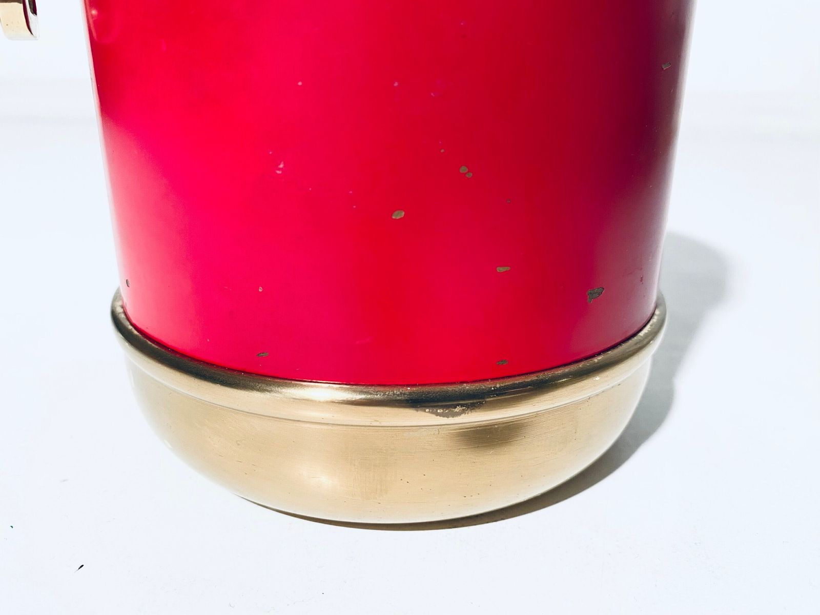 Aldo Tura For Macabo Cusano Milanino Italy Bottle Cooler Ice Bucket Red & Gold / Vintage 1950s 1960s Barware photo vintage