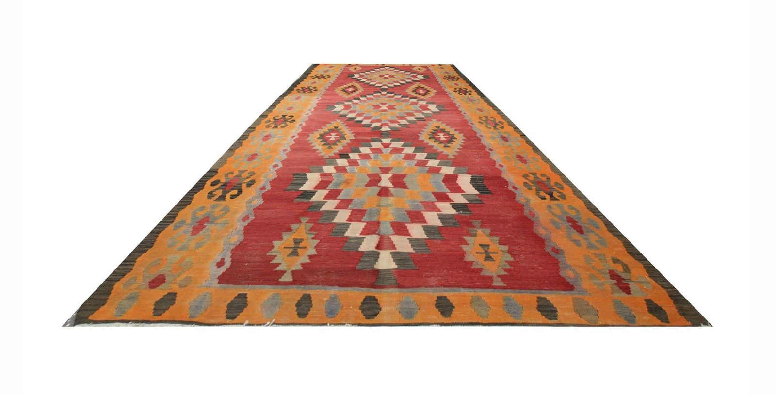 1980s Vintage Kilim Rug: Handmade Wool Tribal Flatweave (9'5" X 4'11") photo furniture