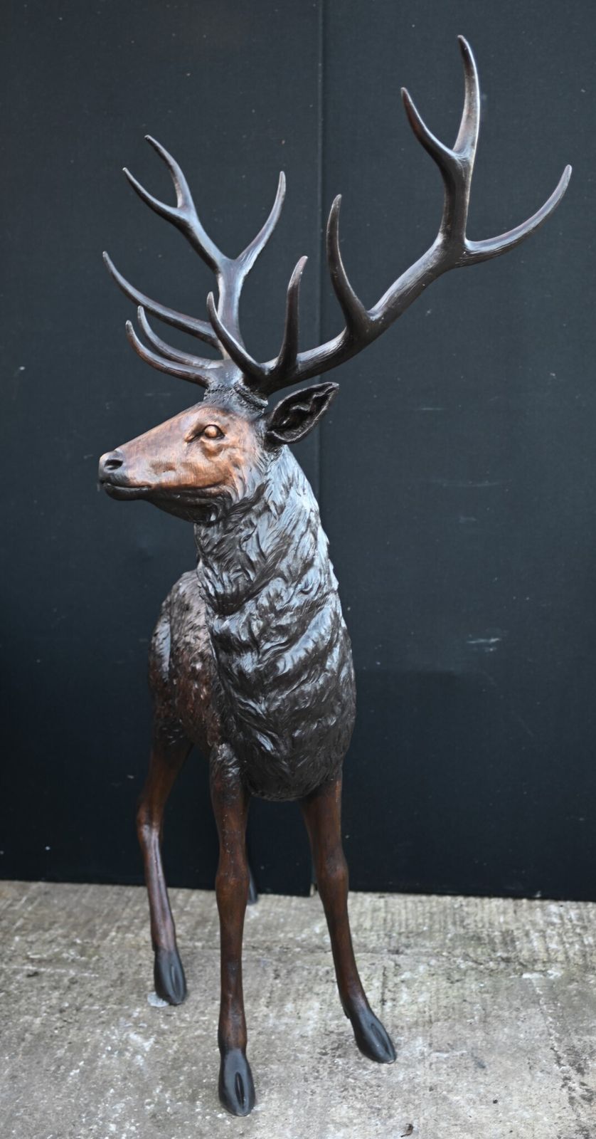 photo for sale Bronze Stag And Deer Statues Pair Scottish Highland Garden Castings