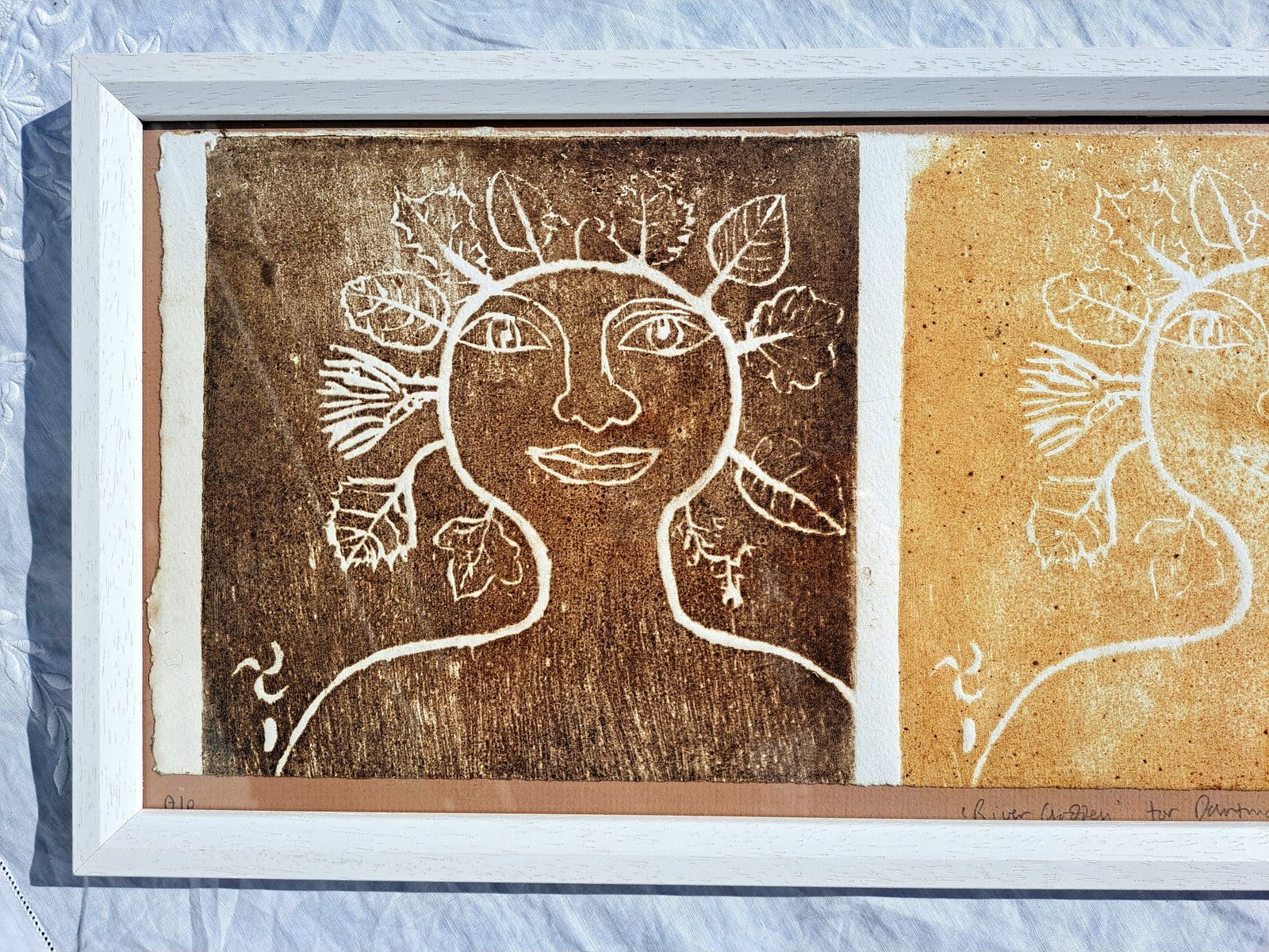 Framed Woodcut Print Of A Nature Goddess | Triptych | Signed Artist's Proof photo for sale