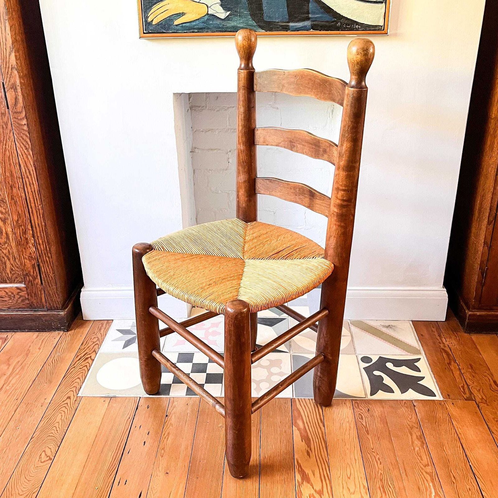 Set Of Four French Charles Dudouyt Style Dining Chairs With Rush Seats photo Furniture