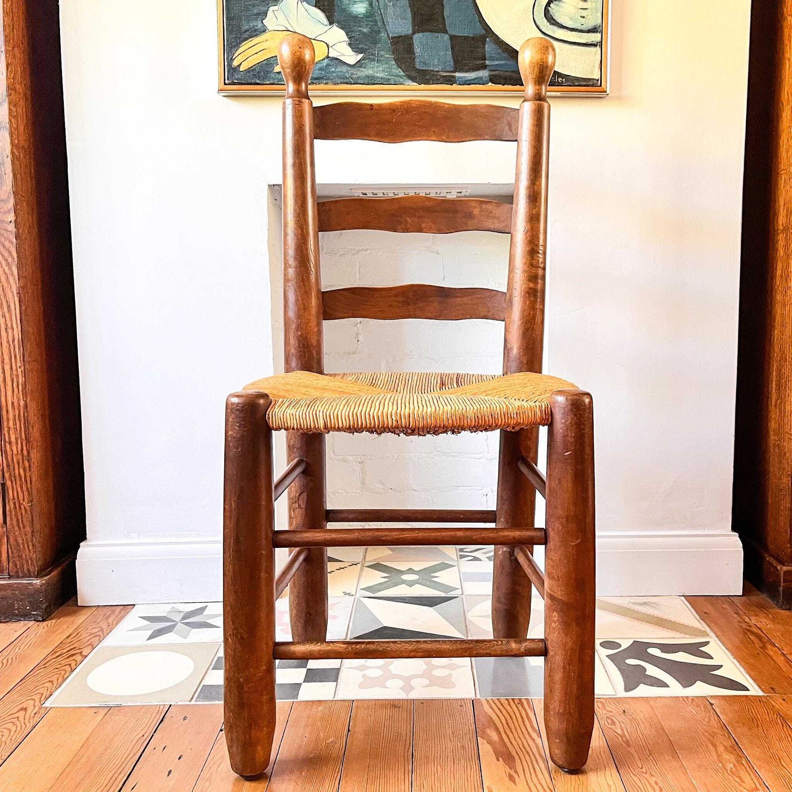Set Of Four French Charles Dudouyt Style Dining Chairs With Rush Seats photo buy